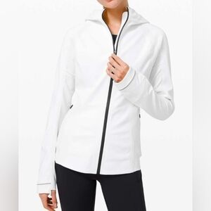 Lululemon Cross Chill Waterproof Jacket White Hooded Zip Athletic Running Coat